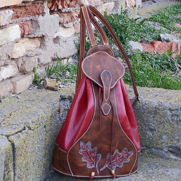 Leather - poppy backpack