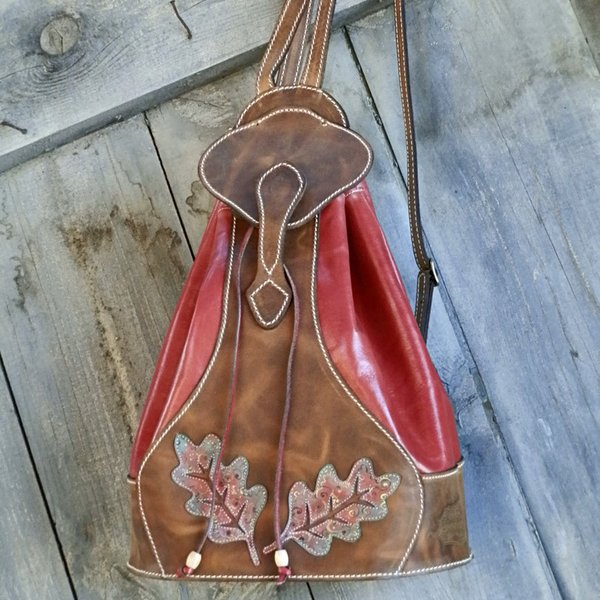 Leather - poppy backpack