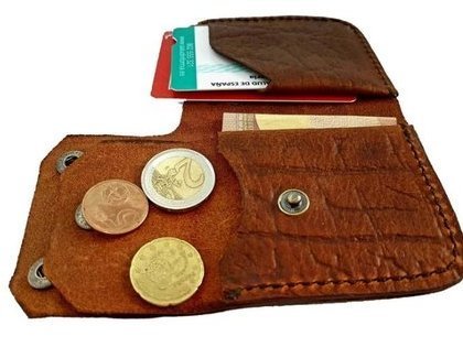 Brown engraved - leather wallet