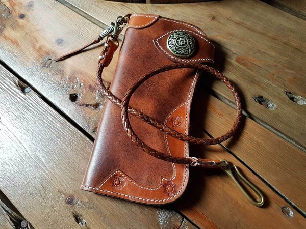 Long bronze wallet - natural leather