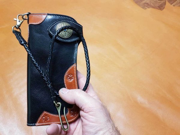 Long black wallet - orange