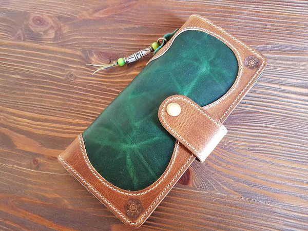 Moss long wallet - natural leather