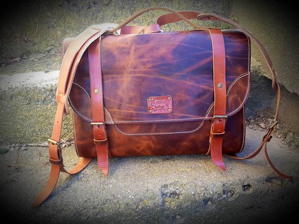 Wallet - bronze backpack - natural leather